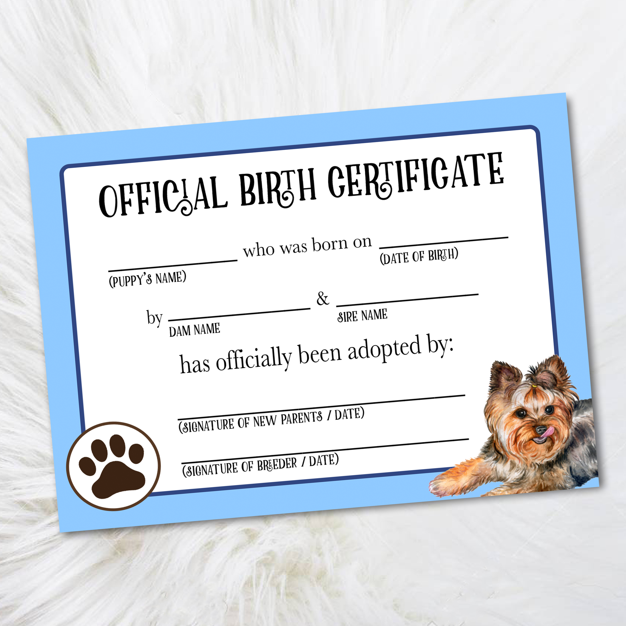 Green Bichon Frise Puppy Birth Certificate, Official Pet In Editable Birth Certificate Template