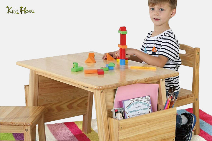 Include child-sized tables and chairs in the living room-small study table