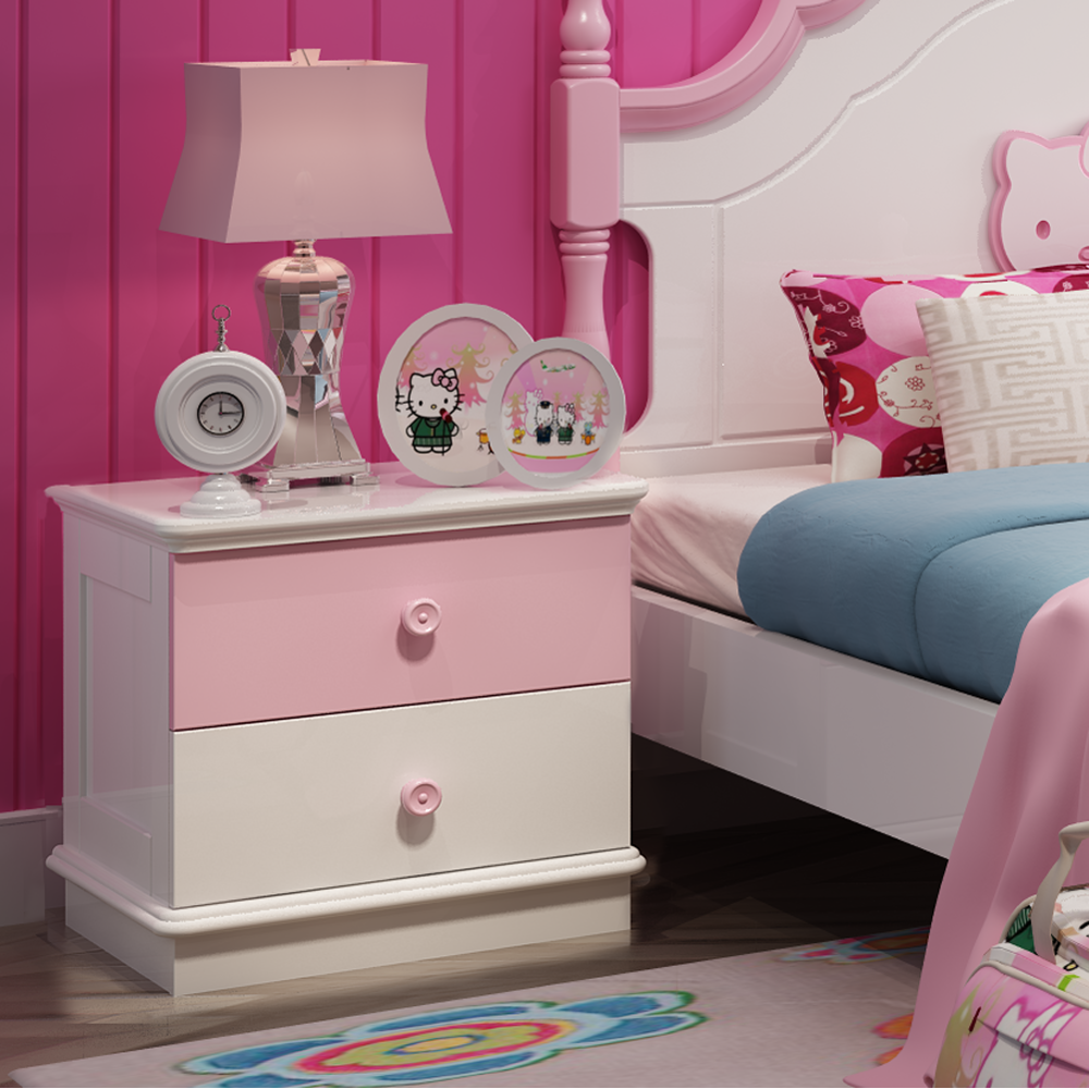 Hb Rooms Hello Kitty Solid Wood Bedside Table 9016