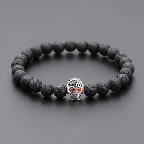 Cycolinks Skull Lava Stone Rope Bracelet