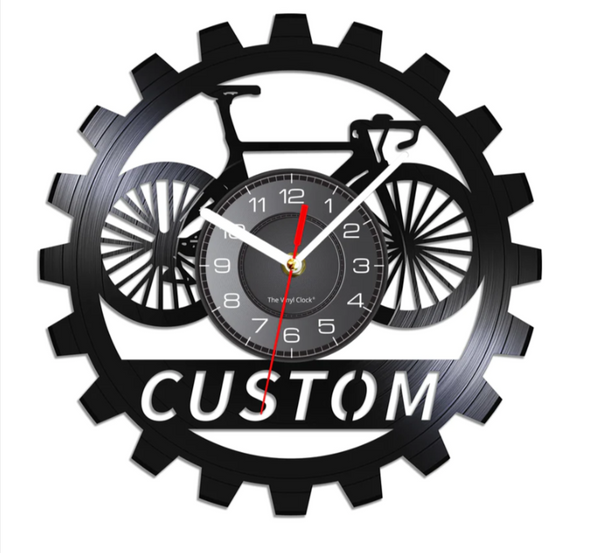 8. Cycolinks Custom Name Bicycle Vinyl Clock