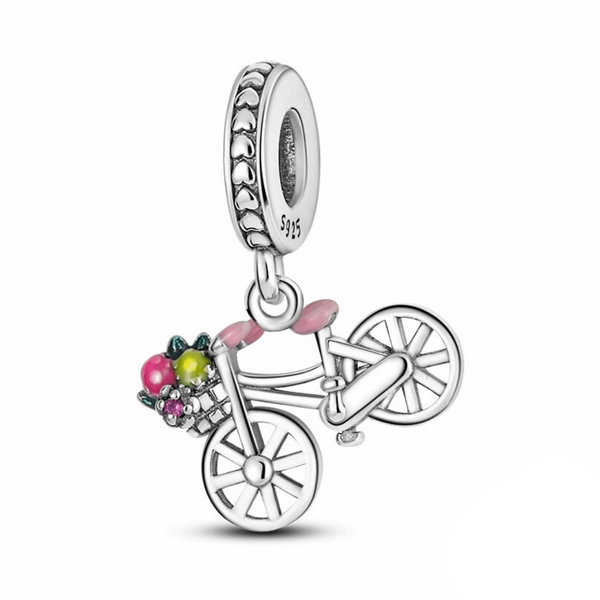 Cycolinks Sterling Silver Basket Bicycle Charm