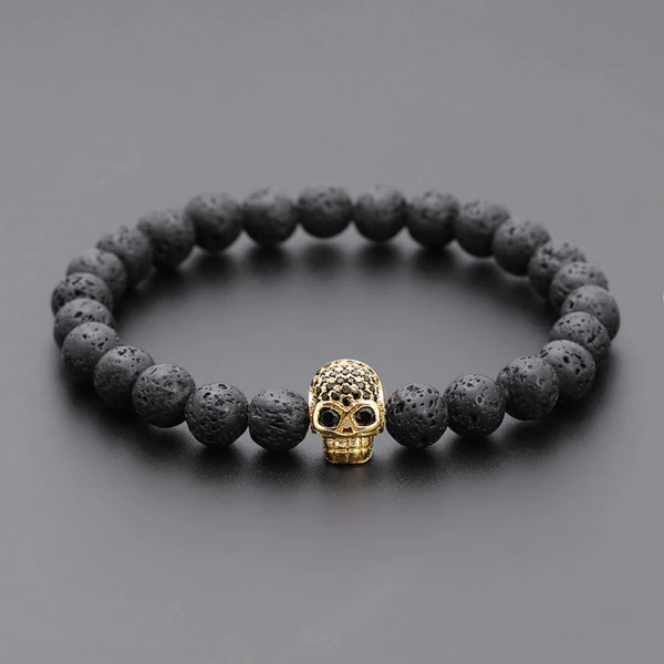 Cycolinks Skull Lava Stone Rope Bracelet