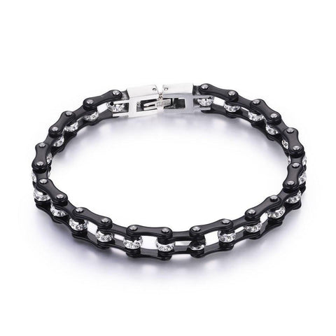 Cycolinks Black Crystal Bike Chain Bracelet