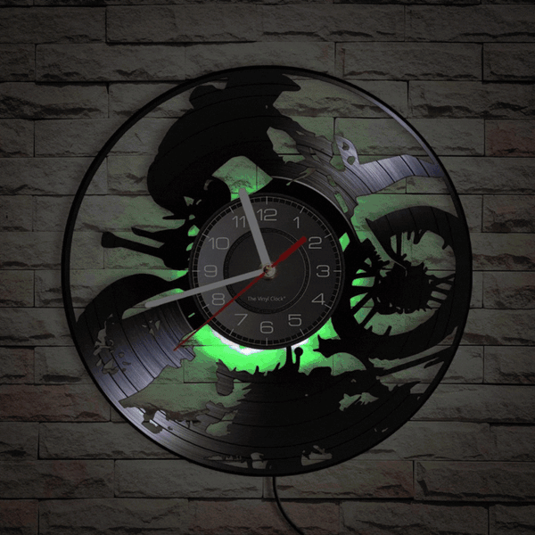Cycolinks Scrambling Dirt Bike Vinyl Clock