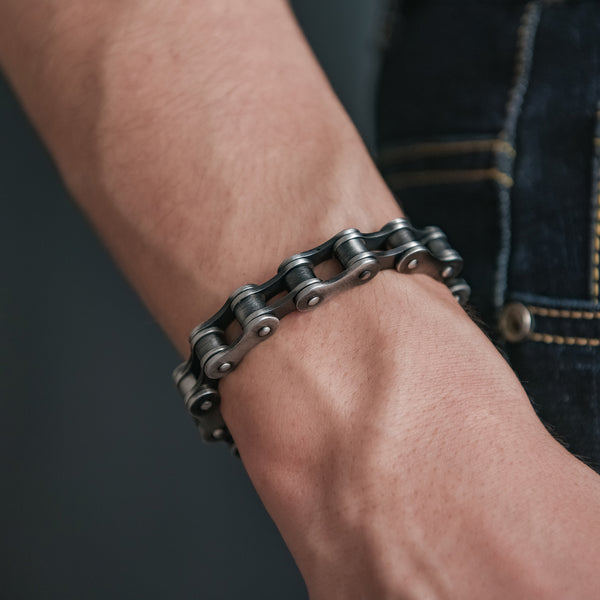 Cycolinks 10mm Retro Rustic Silver Bike Chain Bracelet