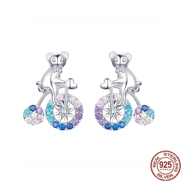 Brand new these stunning sterling silver bike earrings with cubic zirconia gemstones are a beautiful addition to a ladies outfit, in your choice of 2 colors available to match your desired style. Every piece is beautifully arranged and made with 925 sterling silver high polished finish & high-quality cubic zircon