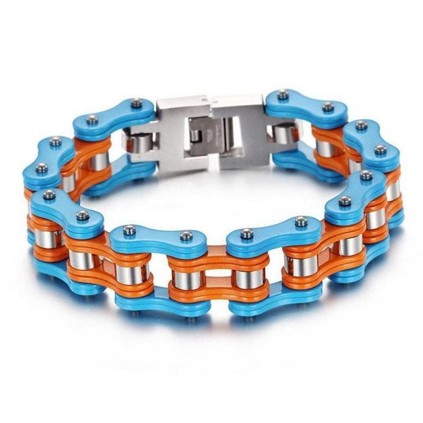 Cycolinks Blue Orange Bike Chain Bracelet