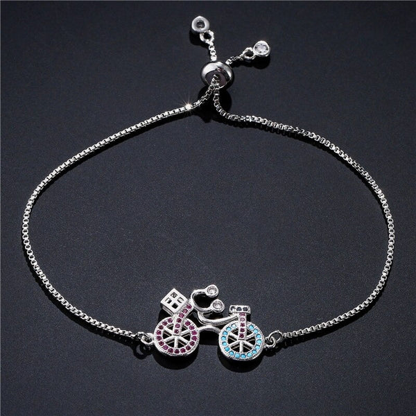 Cycolinks CZ Zircon Stone Bike Charm Bracelet