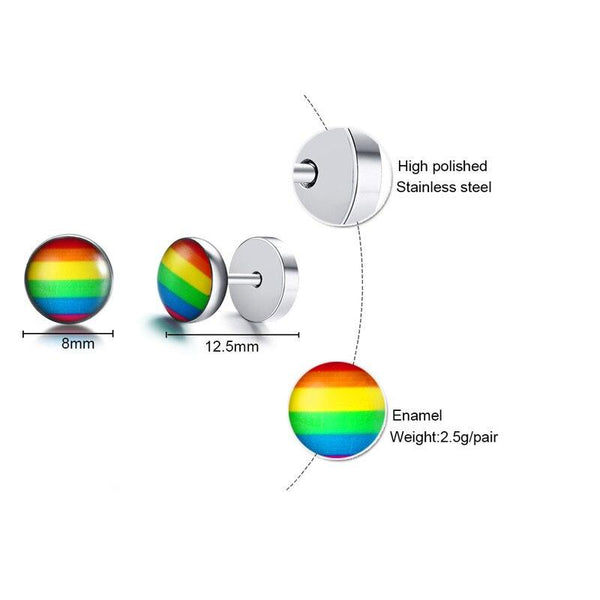 Cycolinks Pride Rainbow Stud Silver Earrings
