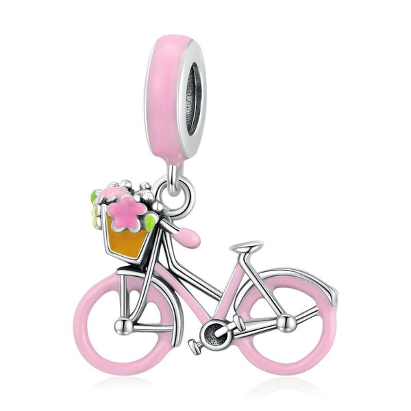 Cycolinks Sterling Silver Pink Bicycle Charm