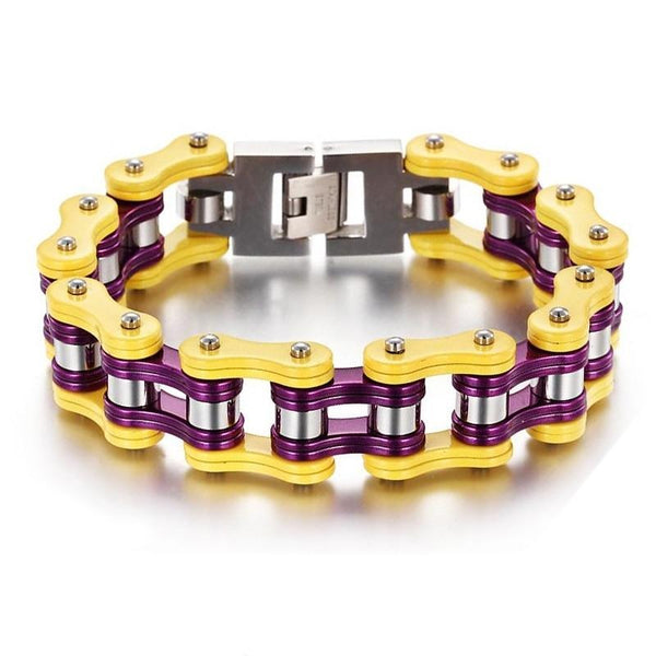 Cycolinks Yellow Purple Bike Chain Bracelet