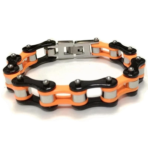 Cycolinks Orange/Black Silver Ball Bracelet