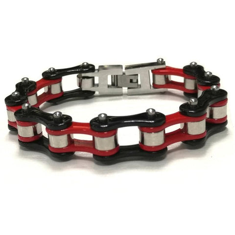 Cycolinks Red/Black Silver Ball Bracelet