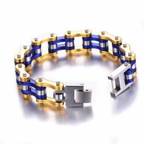 Cycolinks Gold/Candy Blue Mens Bracelet