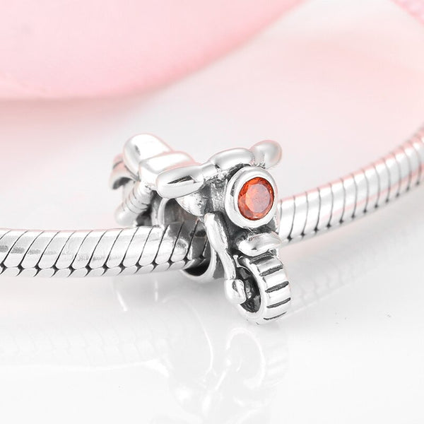 Cycolinks 925 Sterling Silver Motorbike Gem Charm