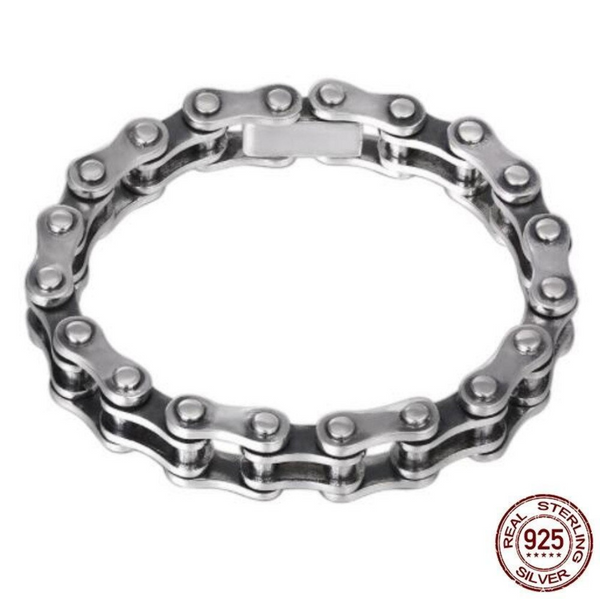 8. Cycolinks 925 Sterling Silver Bike Chain Bracelet 10mm/13mm