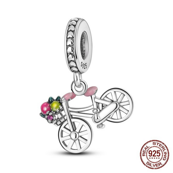 Cycolinks Sterling Silver Basket Bicycle Charm