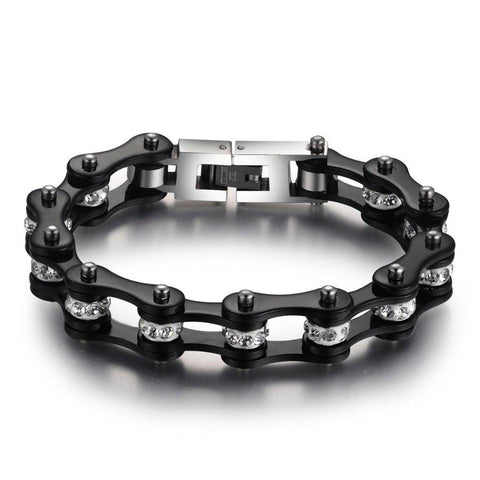 Cycolinks Black Crystal Bike Chain Bracelet