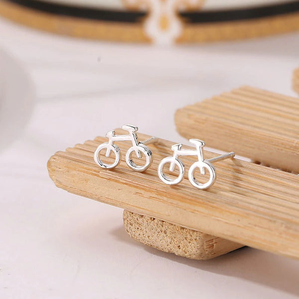 Cycolinks 925 Sterling Silver Bicycle Stud Earrings