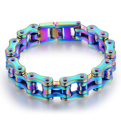 KEMI for Men's Blue colour Stainless Steel Link Chain Bracelets & Bangles  Men Cuff Wristband Biker Customizable pattern Bracelet - AliExpress