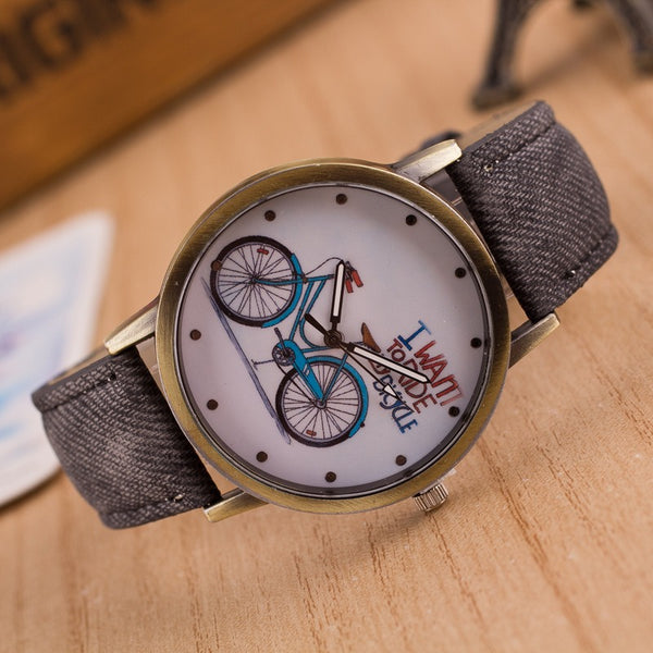 Cycolinks Denim Quartz Watch - I Want To Ride My Bicycle