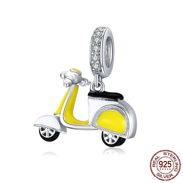 Cycolinks 925 Sterling Silver Yellow Mod Motorbike Charm