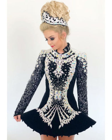 inspiration image of heavily gemmed rhinestone decoration on irish dancing costume