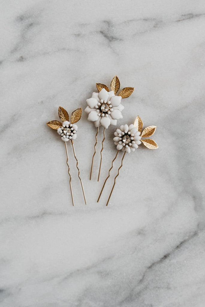 Turquoise Flower Hair Pin - With Brass Pin. – Paloma Stipp