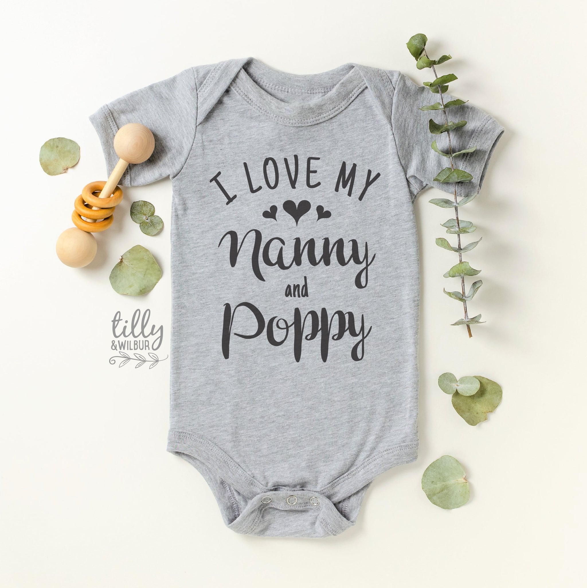 I Love My Grandpa & Grandma Baby Onesie® Cute Baby Outfit for Gift