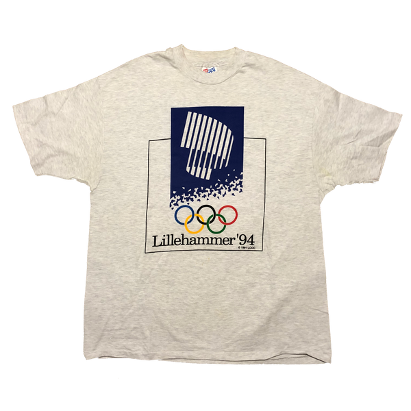 1991 Single Stitch Lillehammer Winter Olympics Shirt Grey Size X-Large - Beyond 94