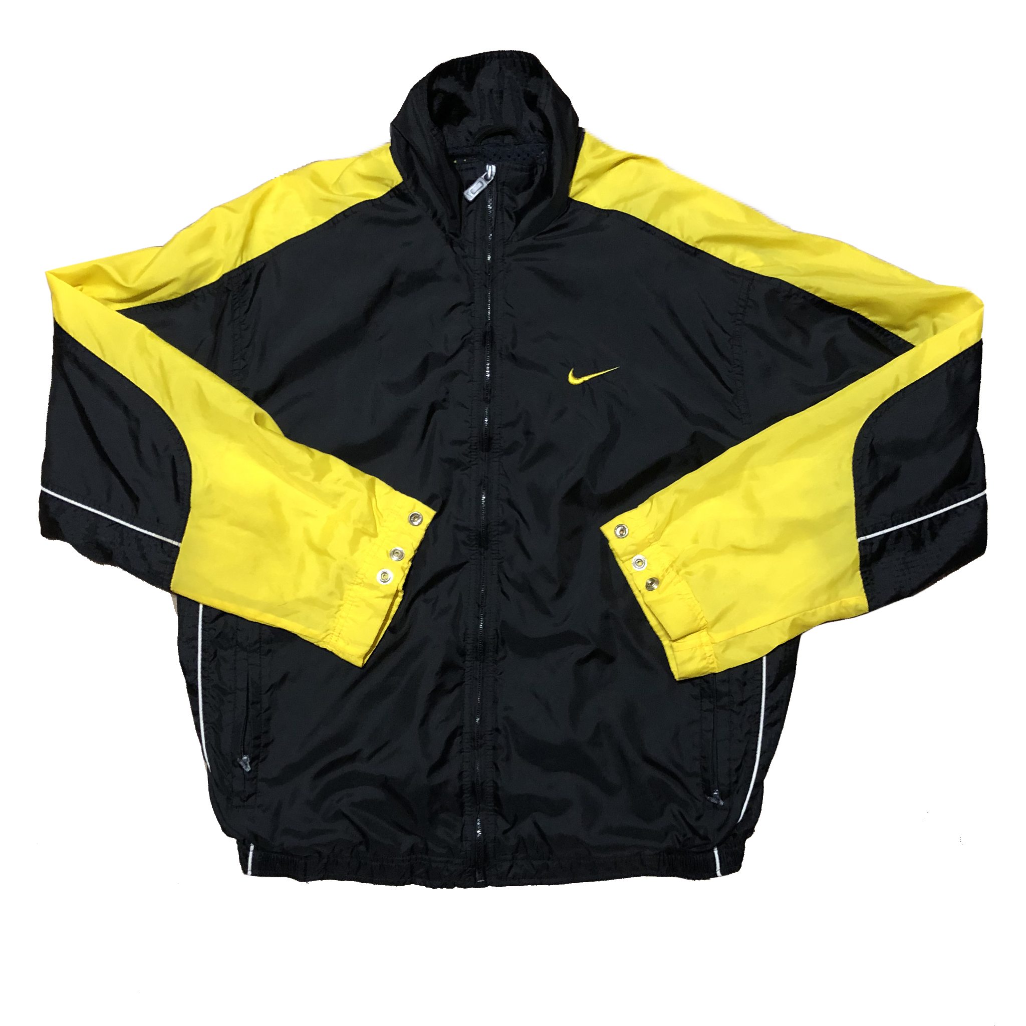 black and yellow nike windbreaker