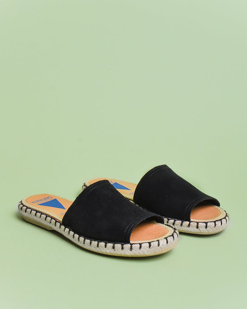 black espadrille slides