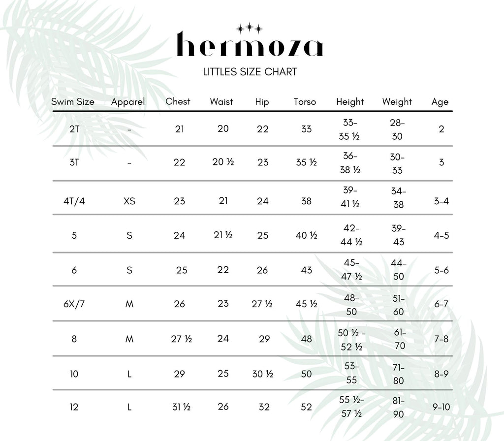 Women's Bathing Suit And Resort Wear Sizing Chart – Hermoza