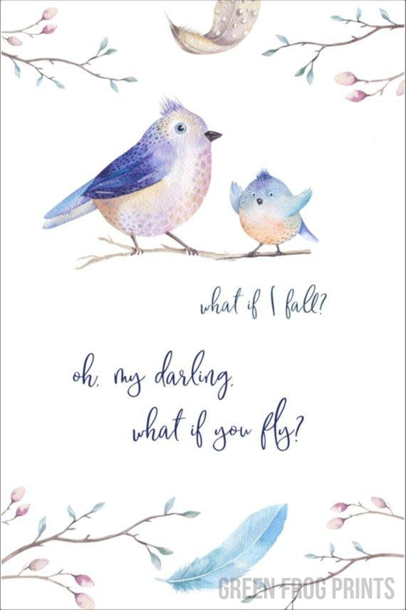 What If I Fall Oh My Darling What If You Fly Inspirational Watercol Green Frog Prints