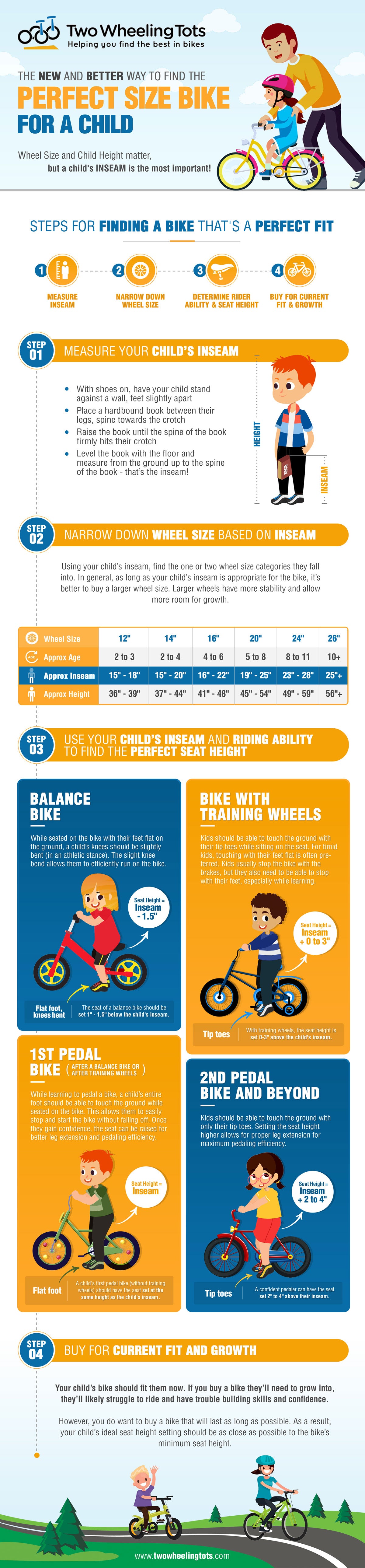 bike size chart by height kids