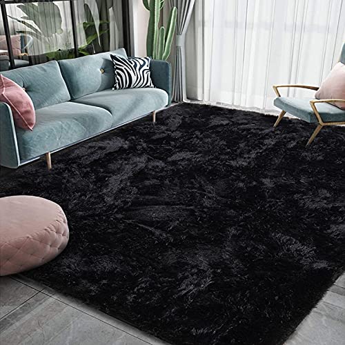 Ophanie Machine Washable Upgrade 4x5.3 Rugs for Bedroom, Black, Fluffy  Shaggy Soft Area Rug, Non-Slip Indoor Floor Carpet for Living Room, Kids  Boys
