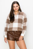 Plaid Zip-up Sweater Jacket