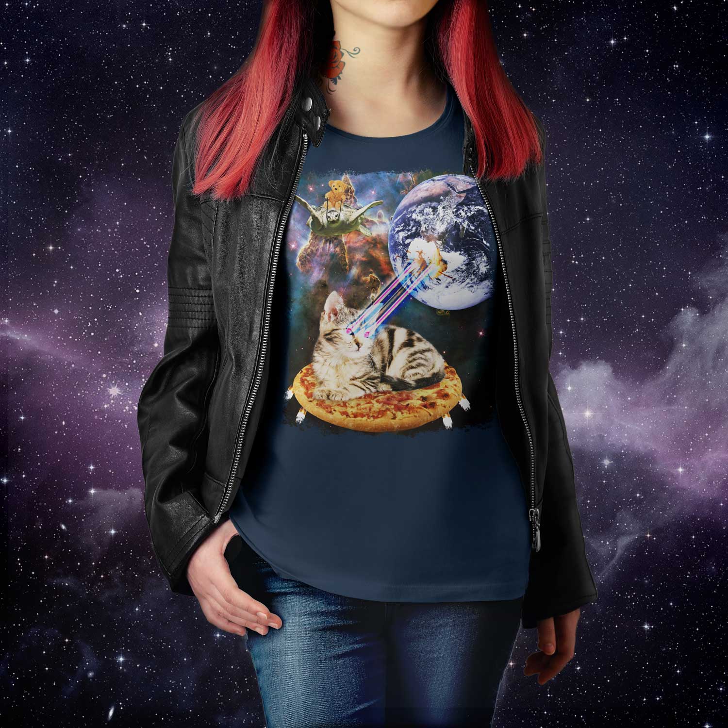 cat laser eyes t shirt