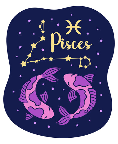 Celebrate your Pisces Zodiac personality with our prints featuring your sign, constellation, and your identifying Double Fish Pisces Water Sign mascot. Printed on our classic soft organic  cotton stretch signature knit and cut.  Our prints get your mystical knowledge of your child's individual personality out front and center in our Colored Horoscope, Zodiac Astrology screen printed on our Light Grey Tank Top
