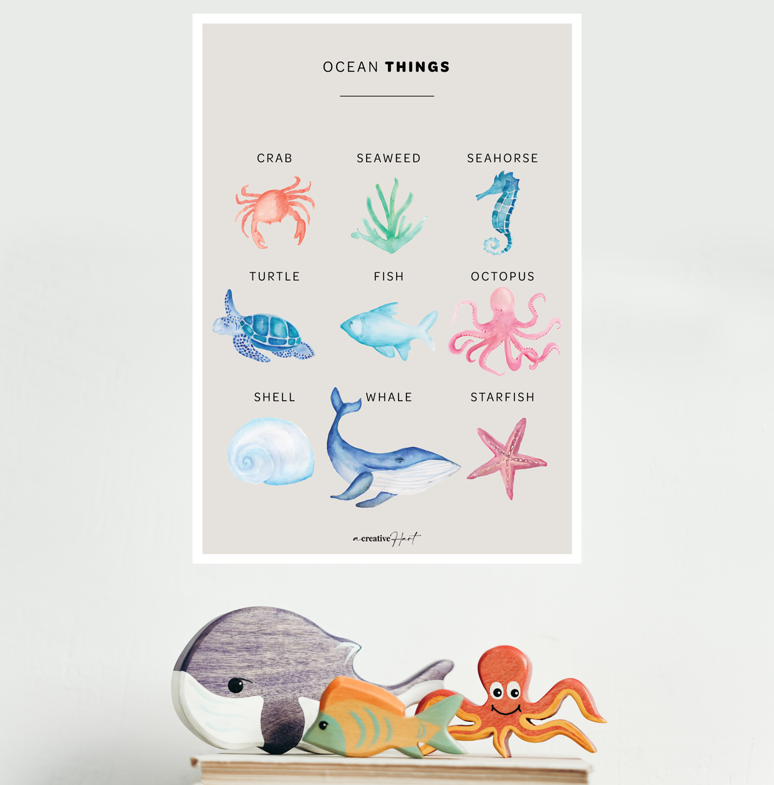 Ocean Things Educational Under the Sea Fabric Wall Decal