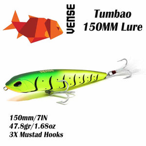 Vense - Top Water Fishing Lures Juggernaut 90 Fishing Poppers with Mustad  Hooks for Saltwater Freshwater. Bass/Peacockbass