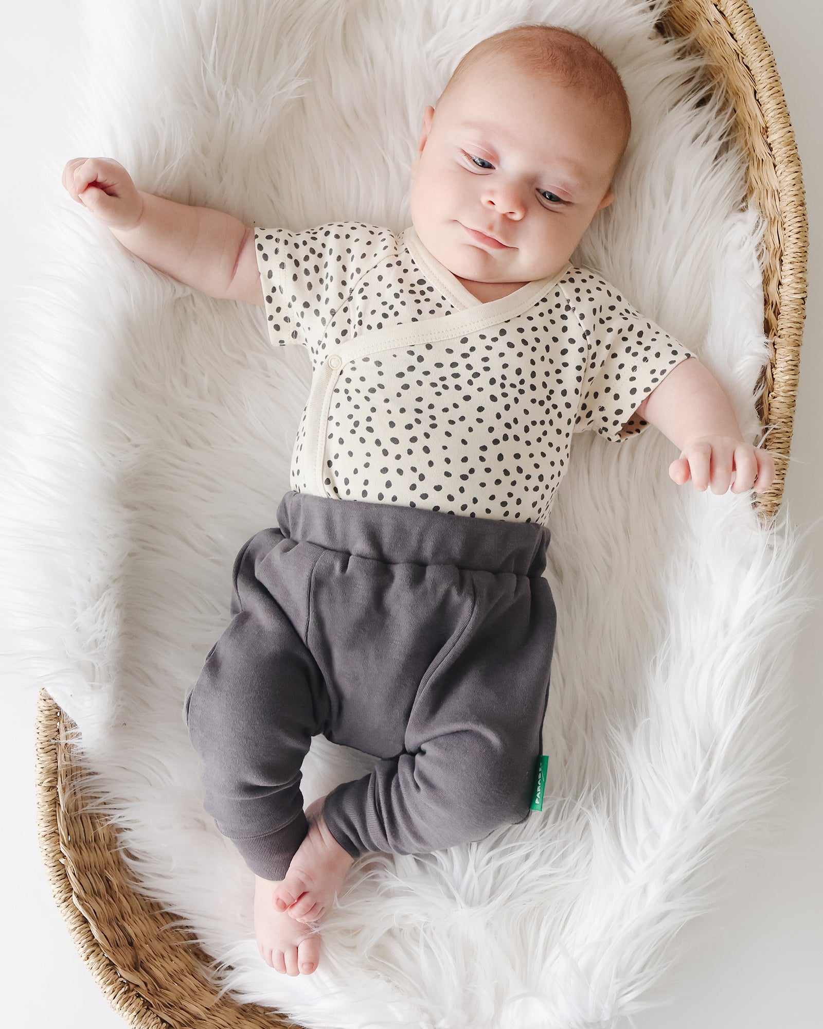Pimfylm Cotton Baby Organic Cotton Footed Harem Pants Khaki 12-18 Months