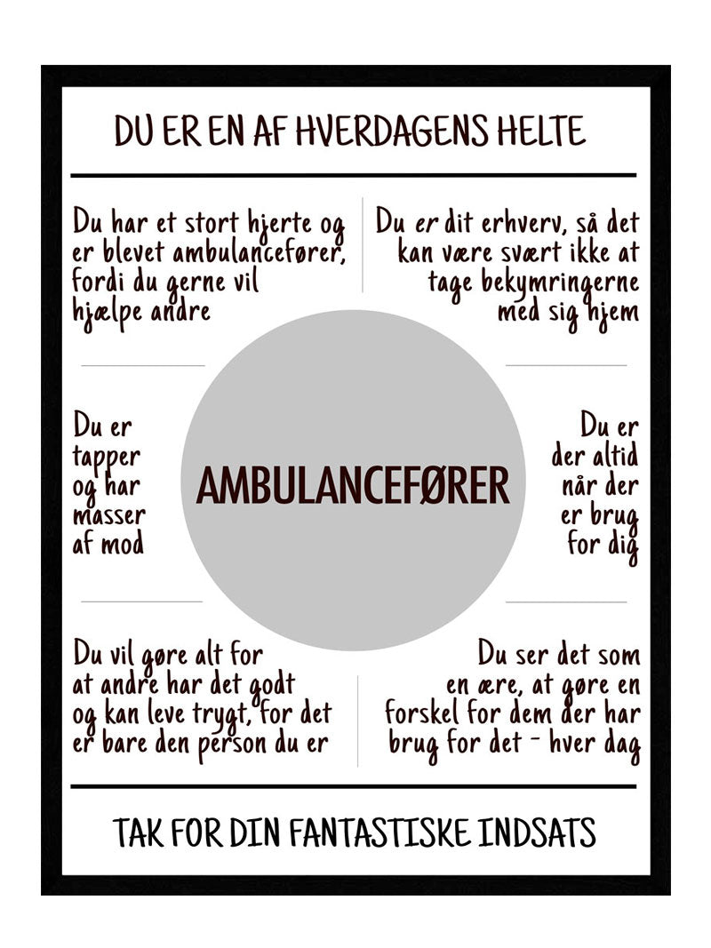 Se Ambulancefører plakat hos POSTERSbyUS