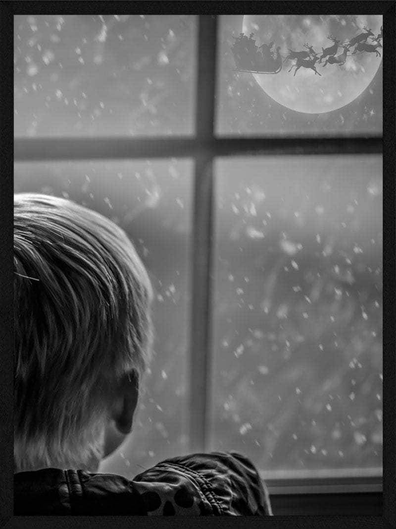 Billede af Dreng ved vindue juleplakat