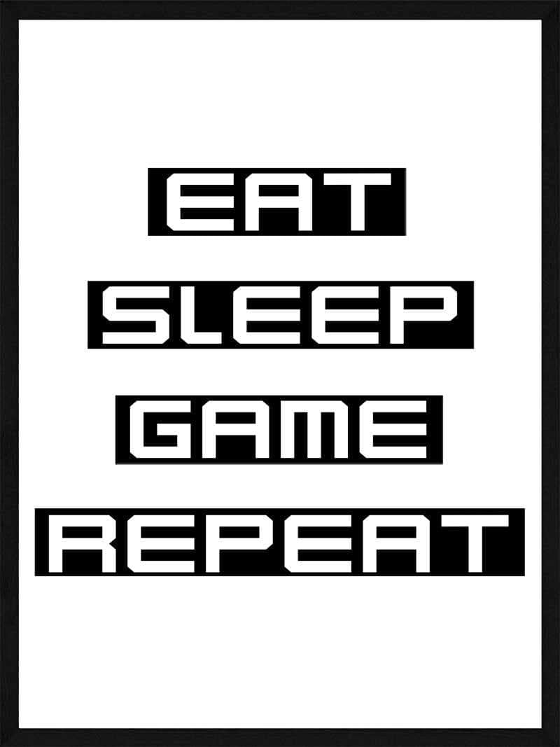 Se Eat sleep game repeat - Gamer plakat hos POSTERSbyUS