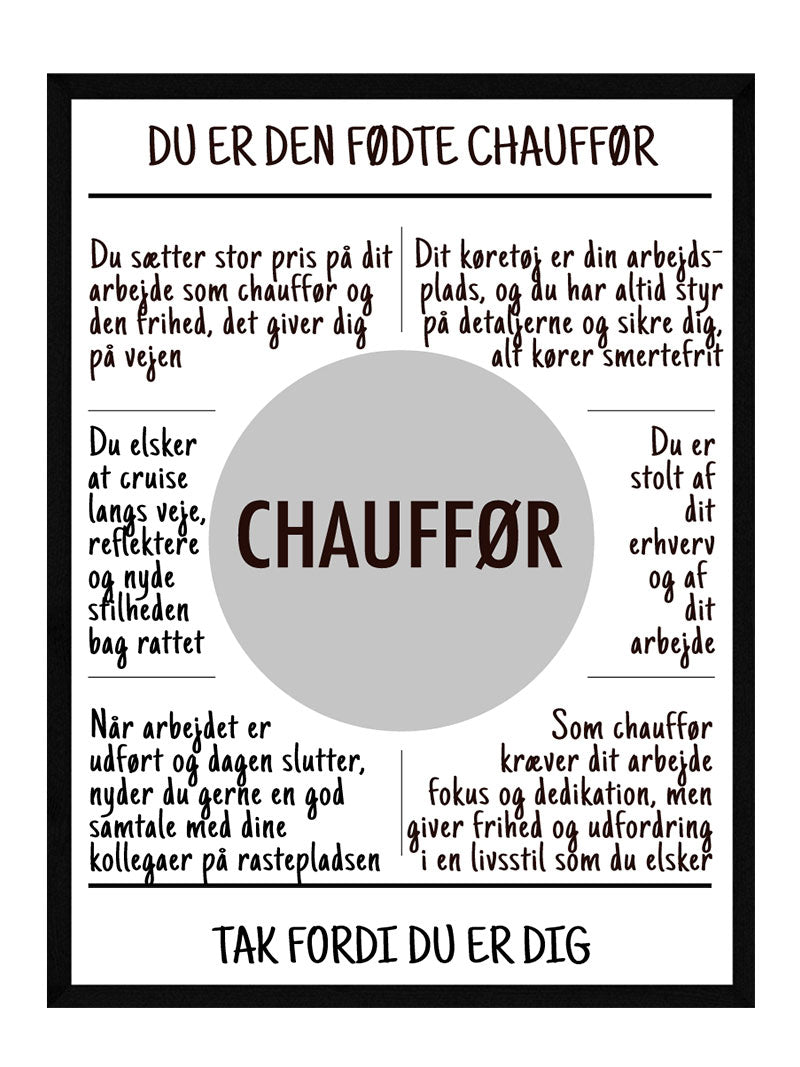 Se Chauffør plakat hos POSTERSbyUS