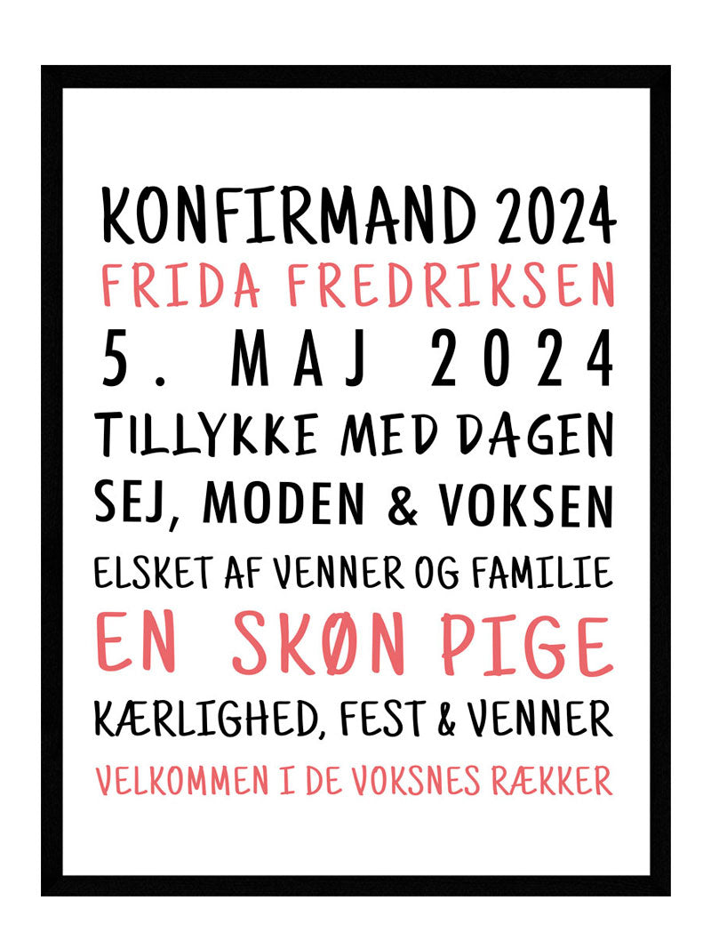 Billede af Konfirmand plakat pige version