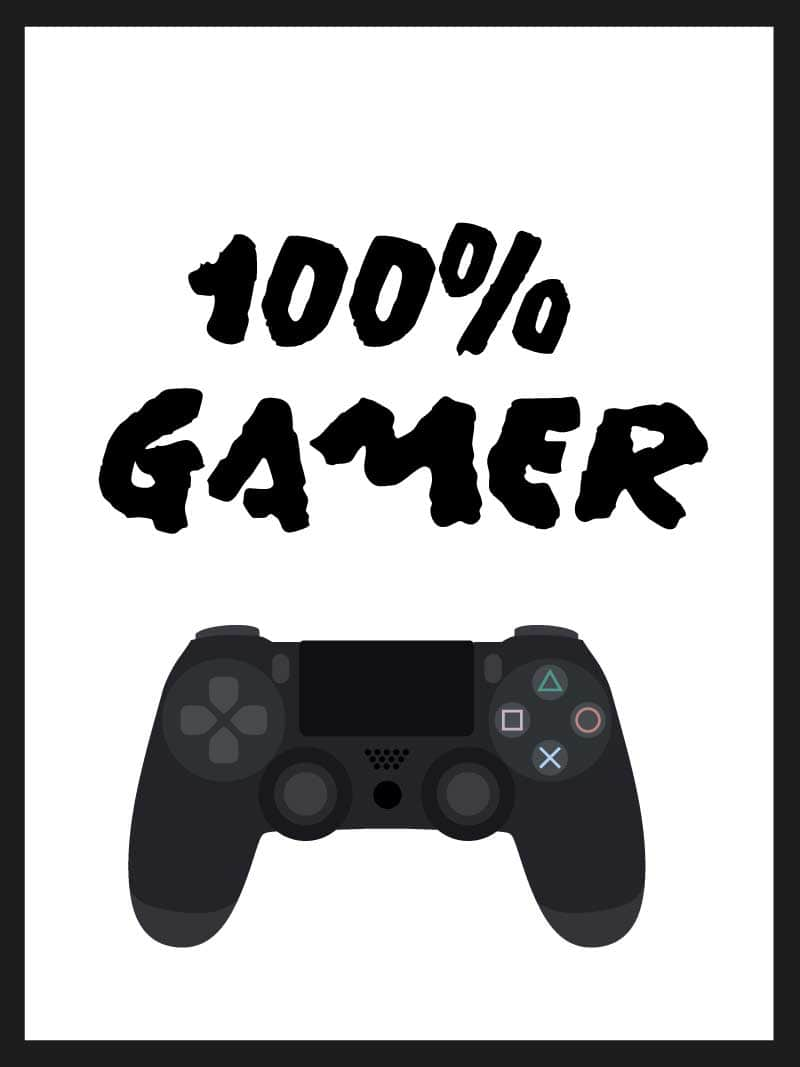 Se 100% Gamer - Gamer plakat hos POSTERSbyUS