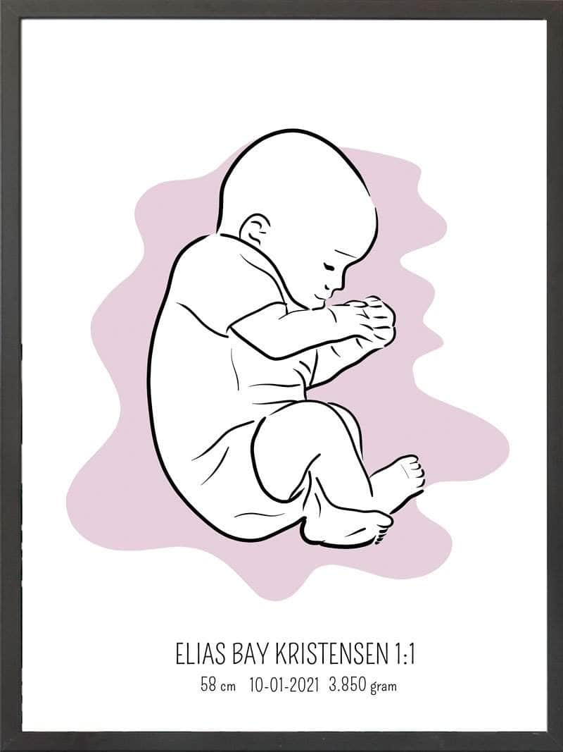 Se Birth poster / fødselsplakat 1:1 - Fosterstilling blå hos POSTERSbyUS